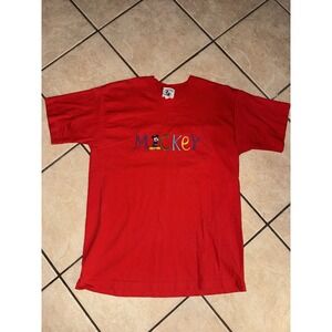Vintage Disney Mickey & Co Embroidered Mickey Mouse Red T-Shirt Size Large